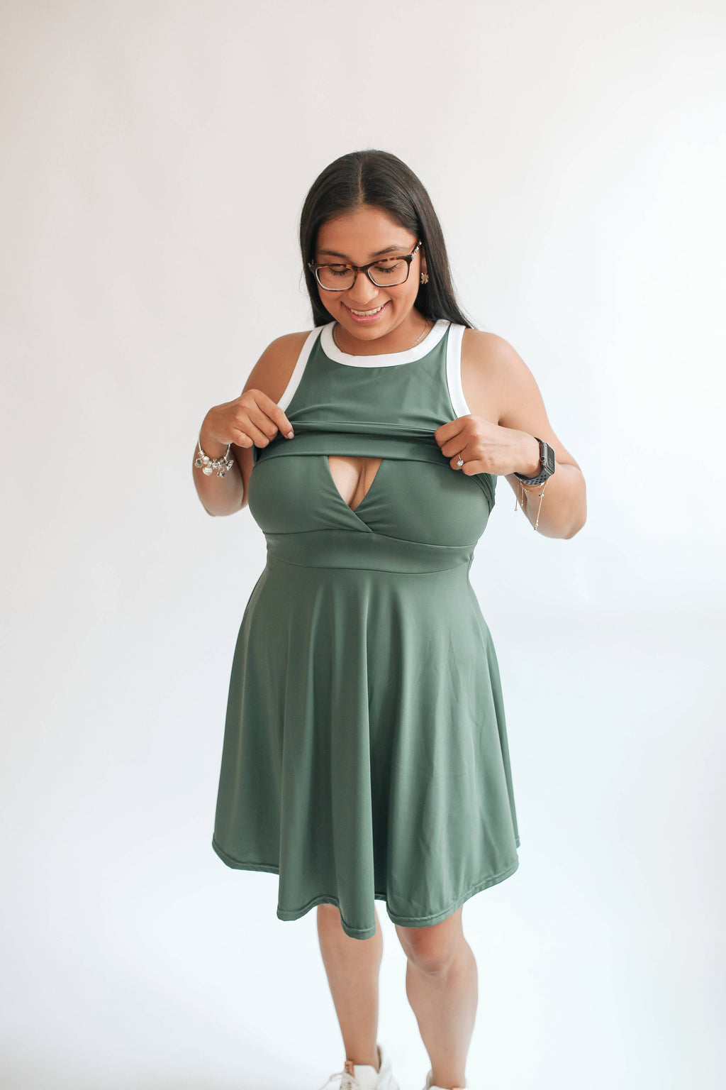 The Courtside Nursing Tennis Dress: Raspberry