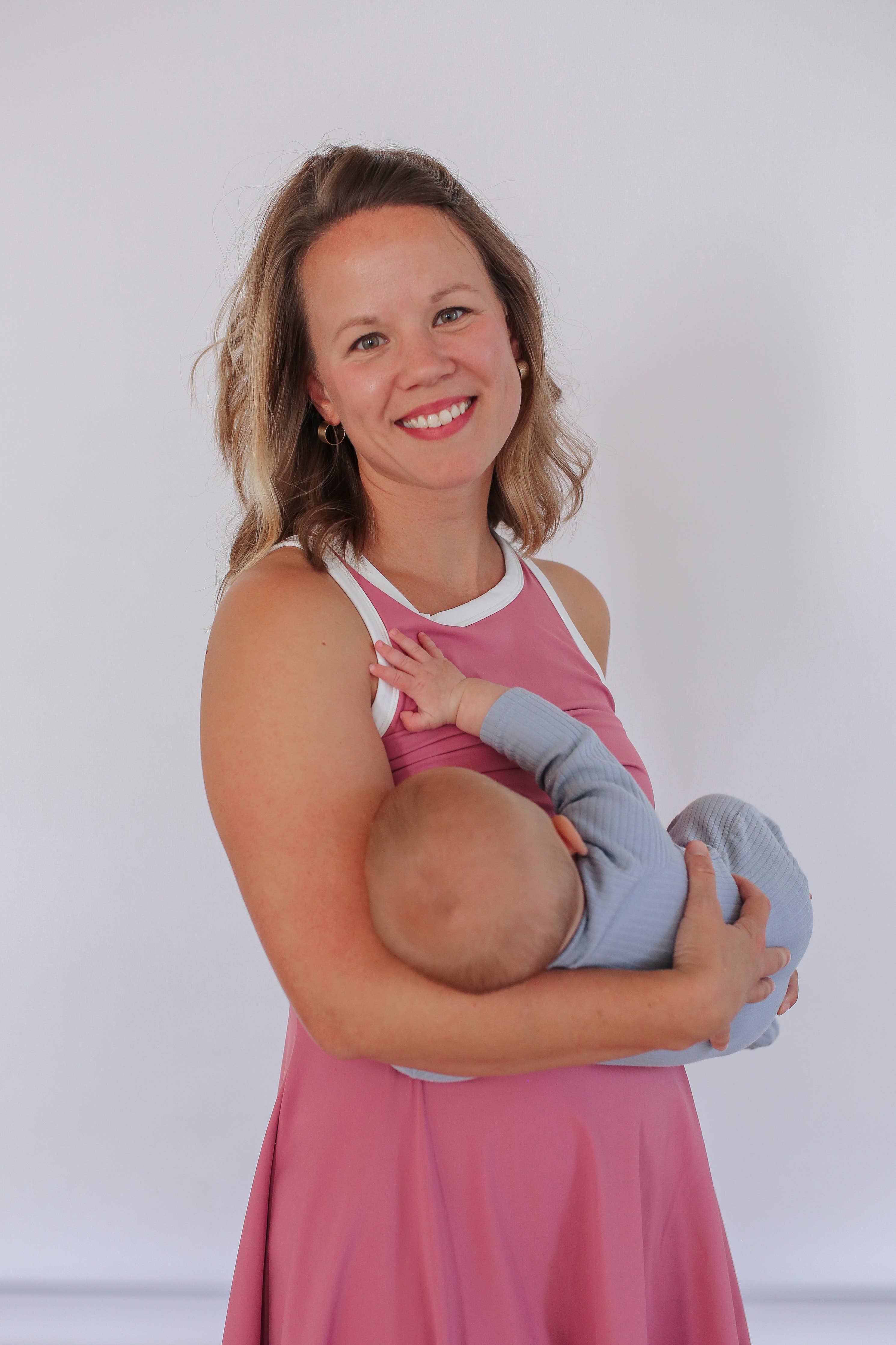 The Courtside Nursing Tennis Dress: Raspberry