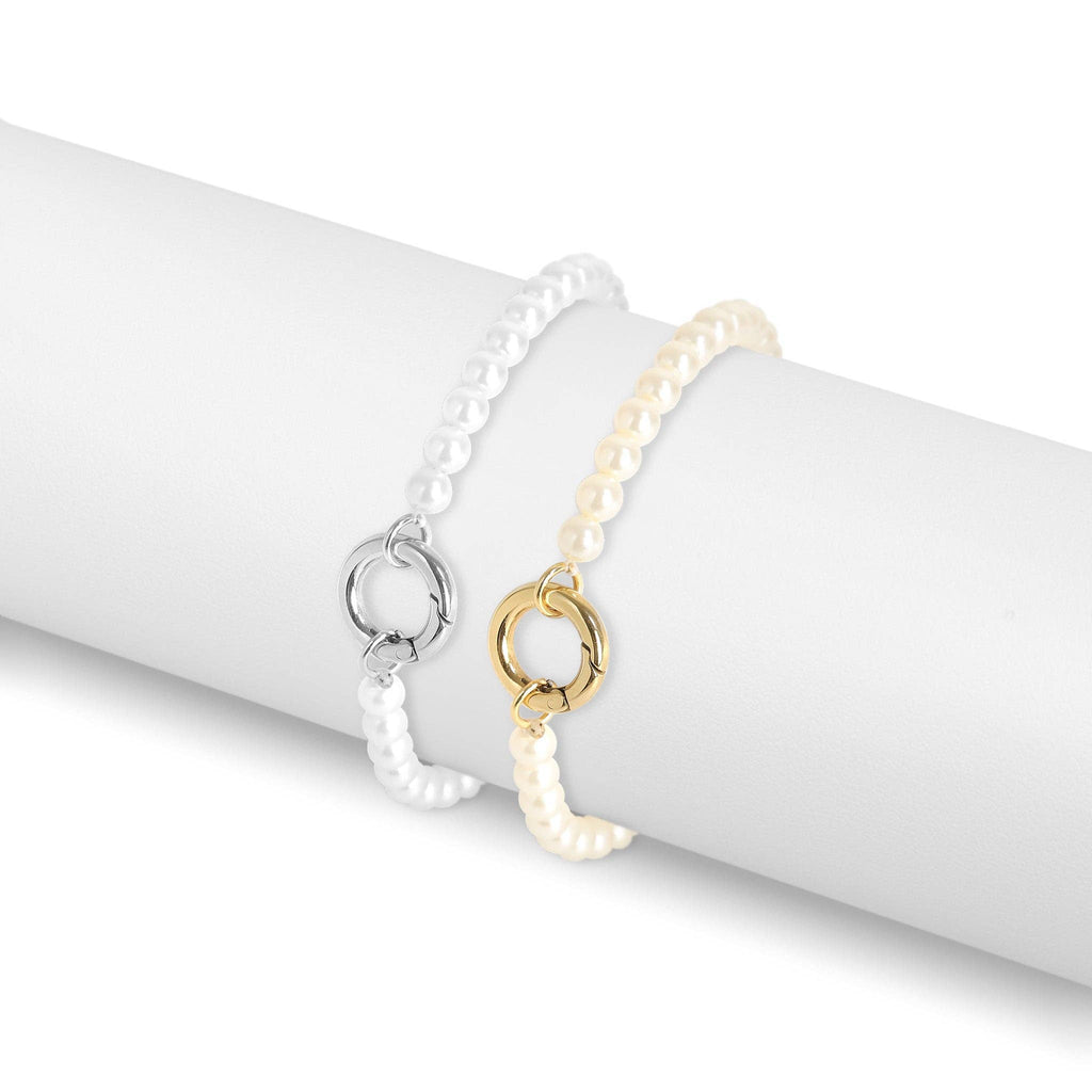 Beaded Pearl Charm Holder Bracelet